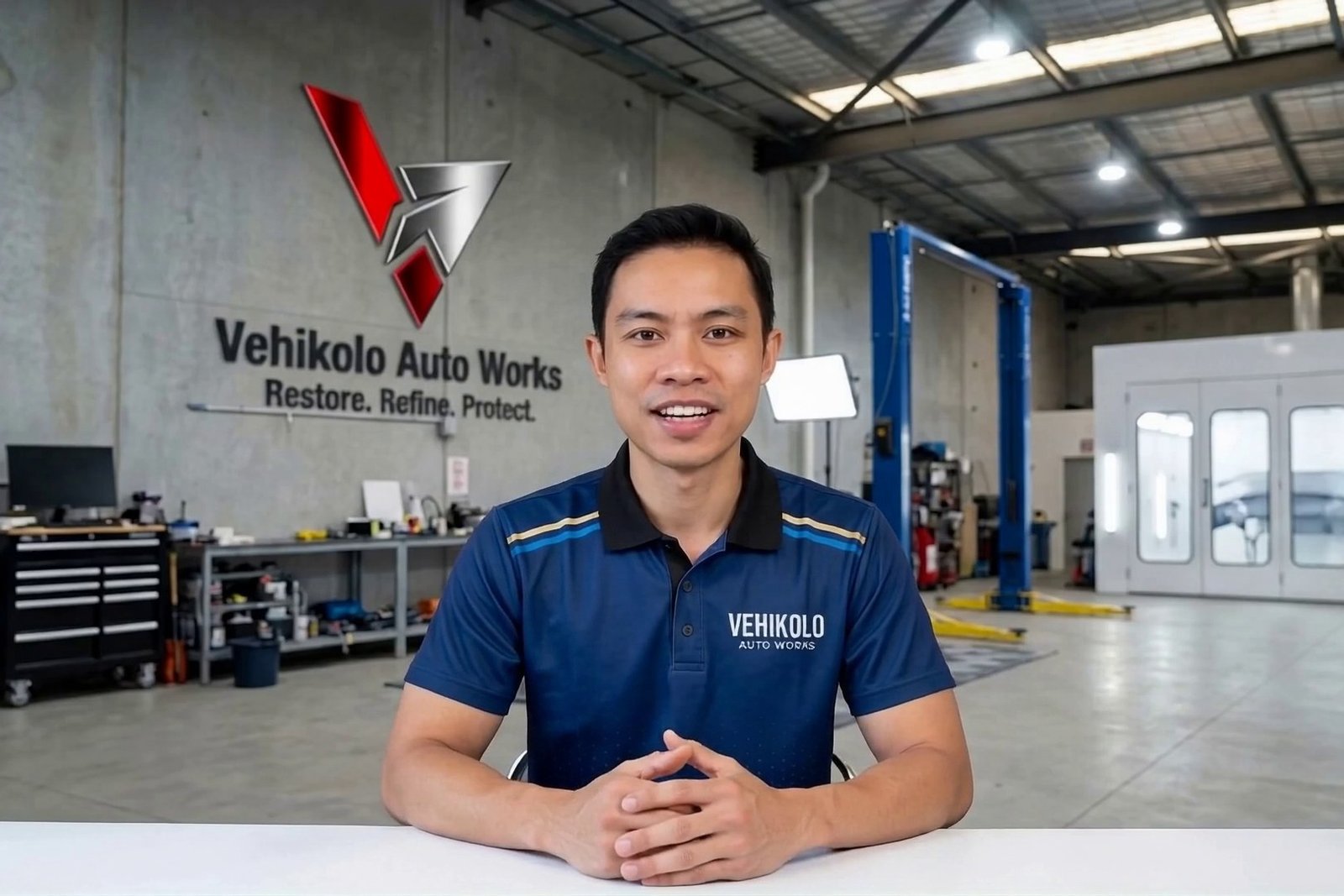 Renan from Vehikolo Auto Works in the workshop